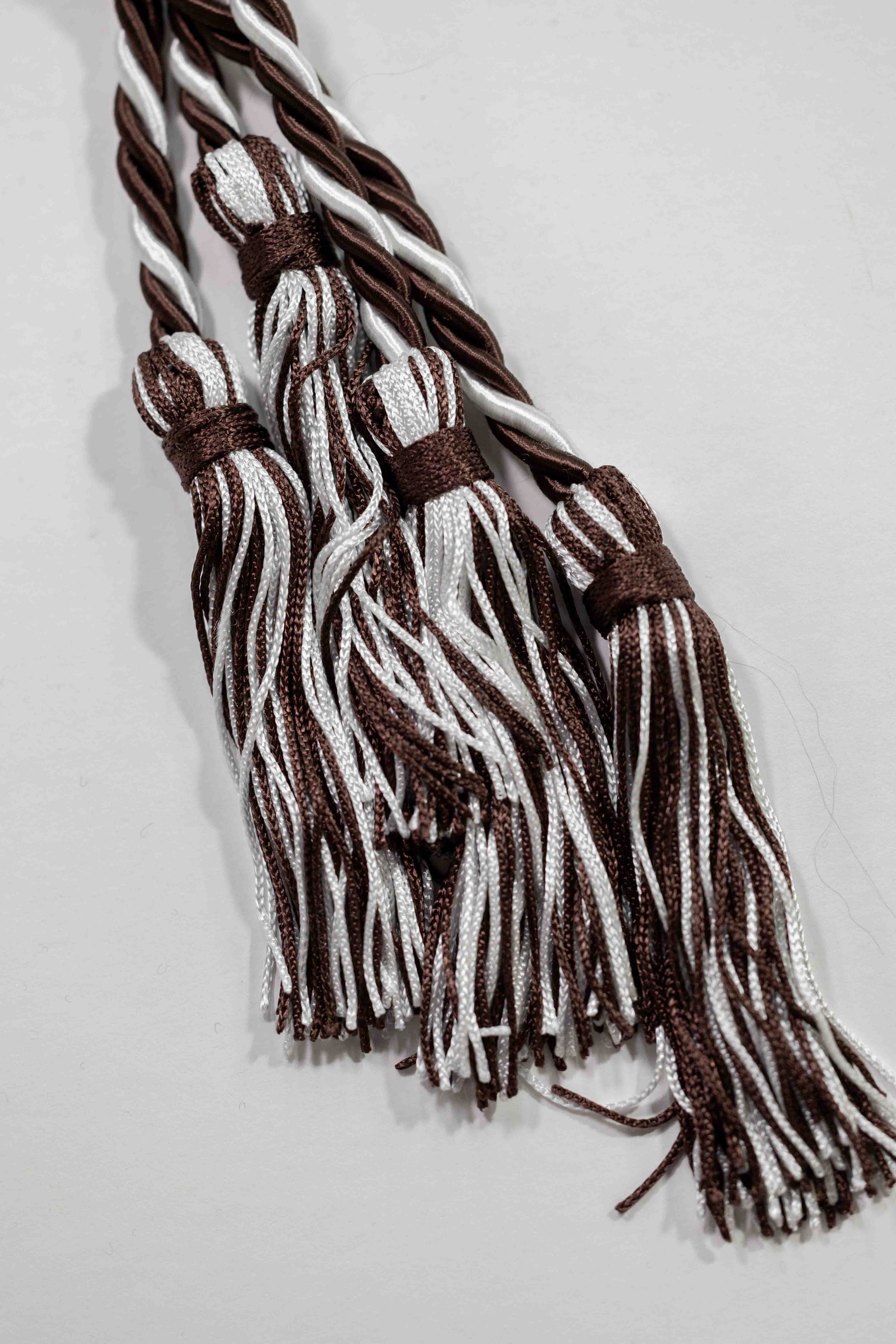 BROWN, BROWN, WHITE GRADUATION CORD, HONOR CORD