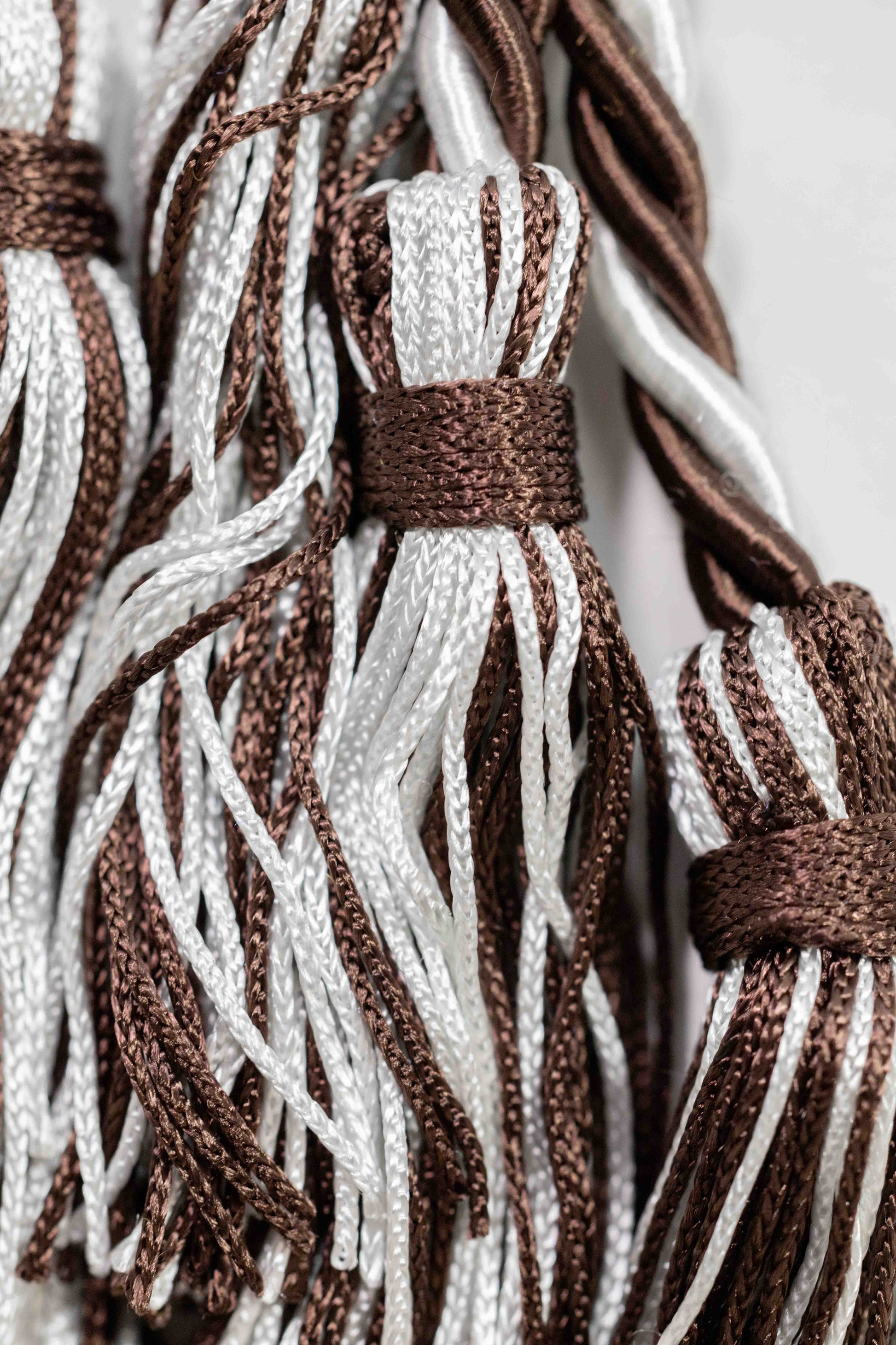 BROWN, BROWN, WHITE GRADUATION CORD, HONOR CORD