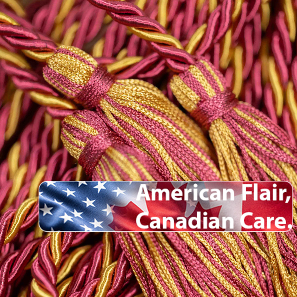 BURGUNDY, BURGUNDY, OLD GOLD GRADUATION CORD, HONOR CORD