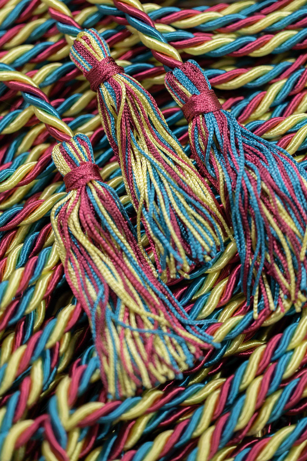 BURGUNDY, LEMON, TEAL GRADUATION CORD, HONOR CORD