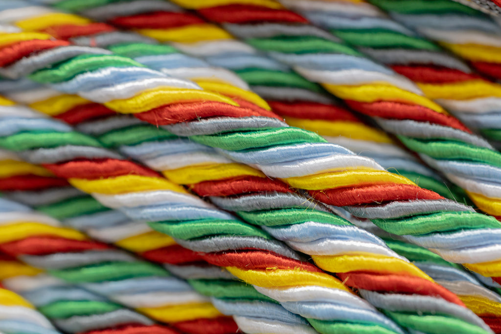 Disability Pride - Charcoal, Emerald, Light Blue, White, Gold, Red Graduation cord