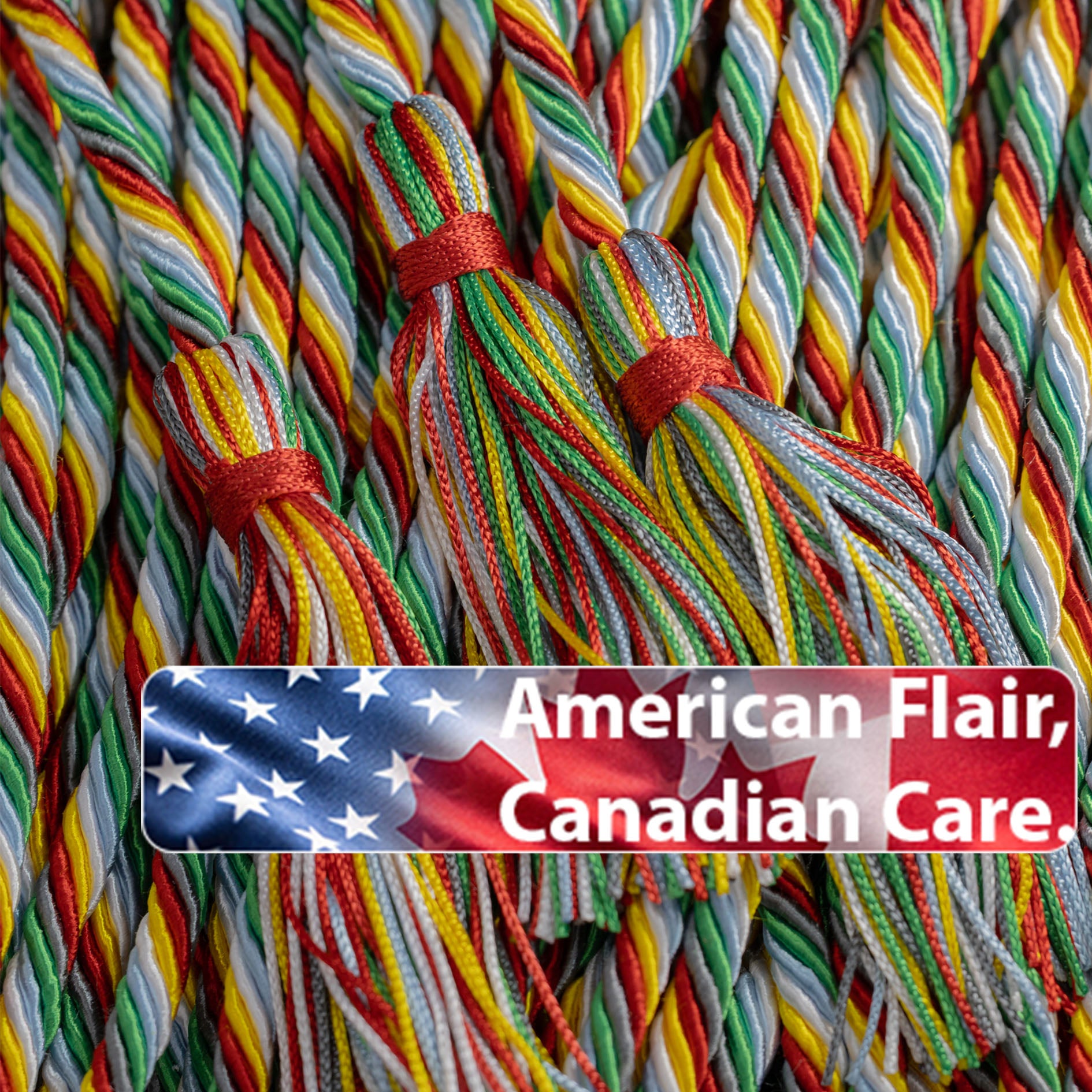 Disability Pride - Charcoal, Emerald, Light Blue, White, Gold, Red Graduation cord