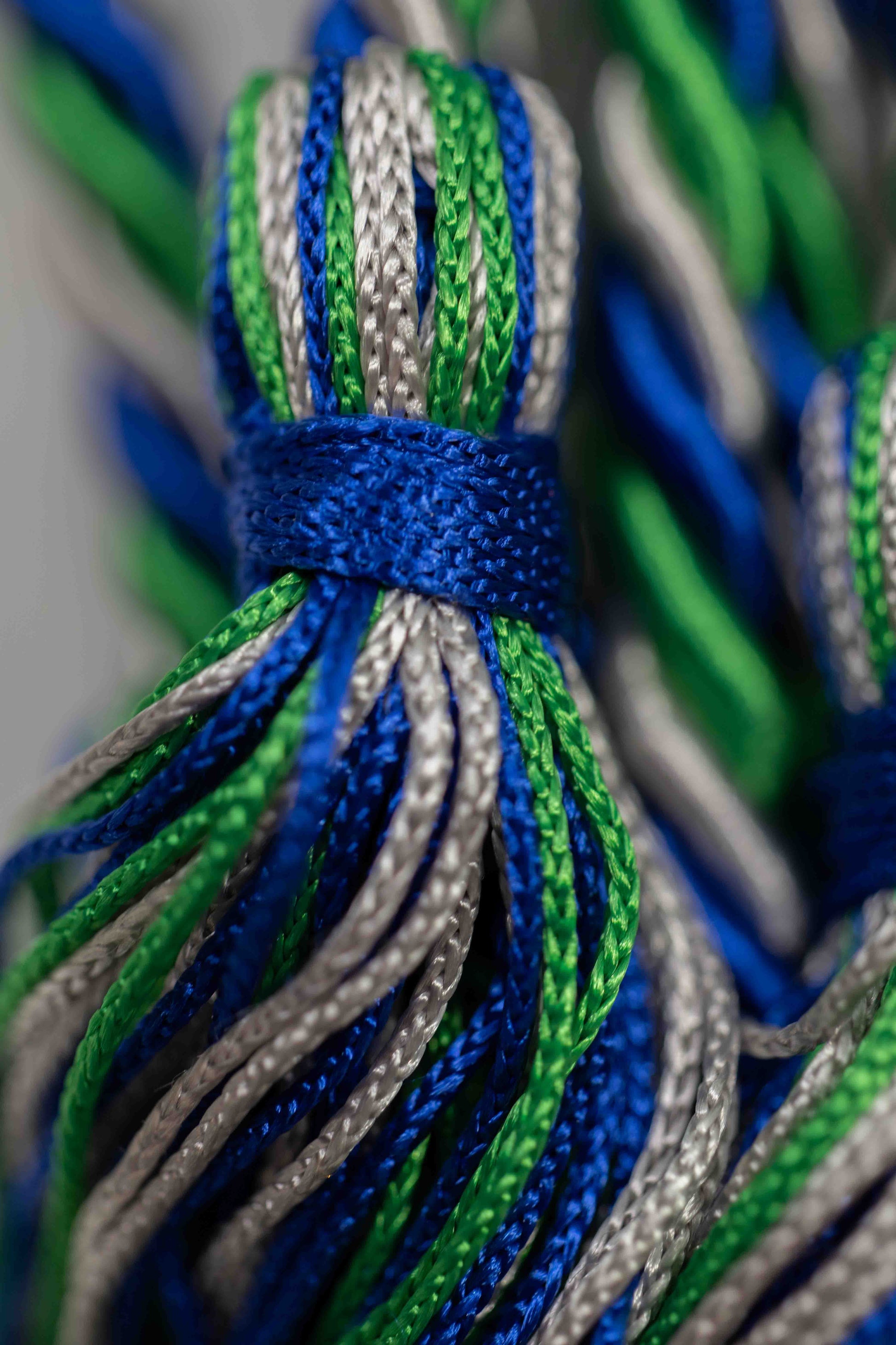 Emerald, Royal Blue, Silver Graduation Honor Cord