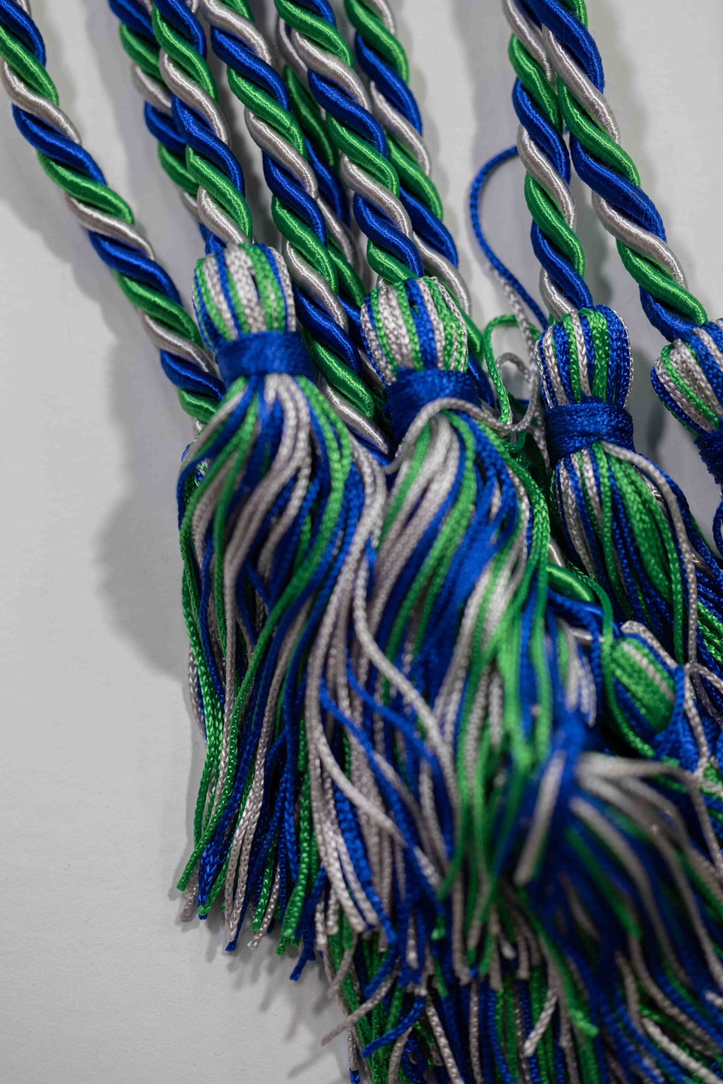 Emerald, Royal Blue, Silver Graduation Honor Cord