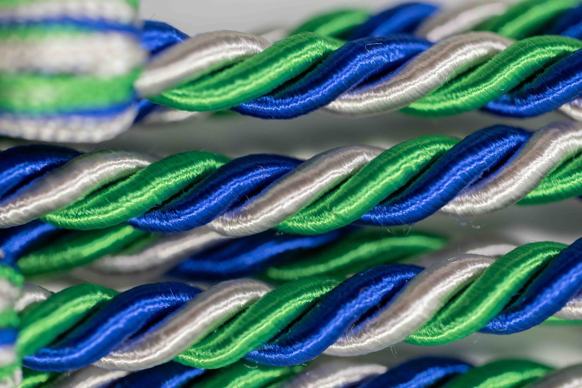 Emerald, Royal Blue, Silver Graduation Honor Cord