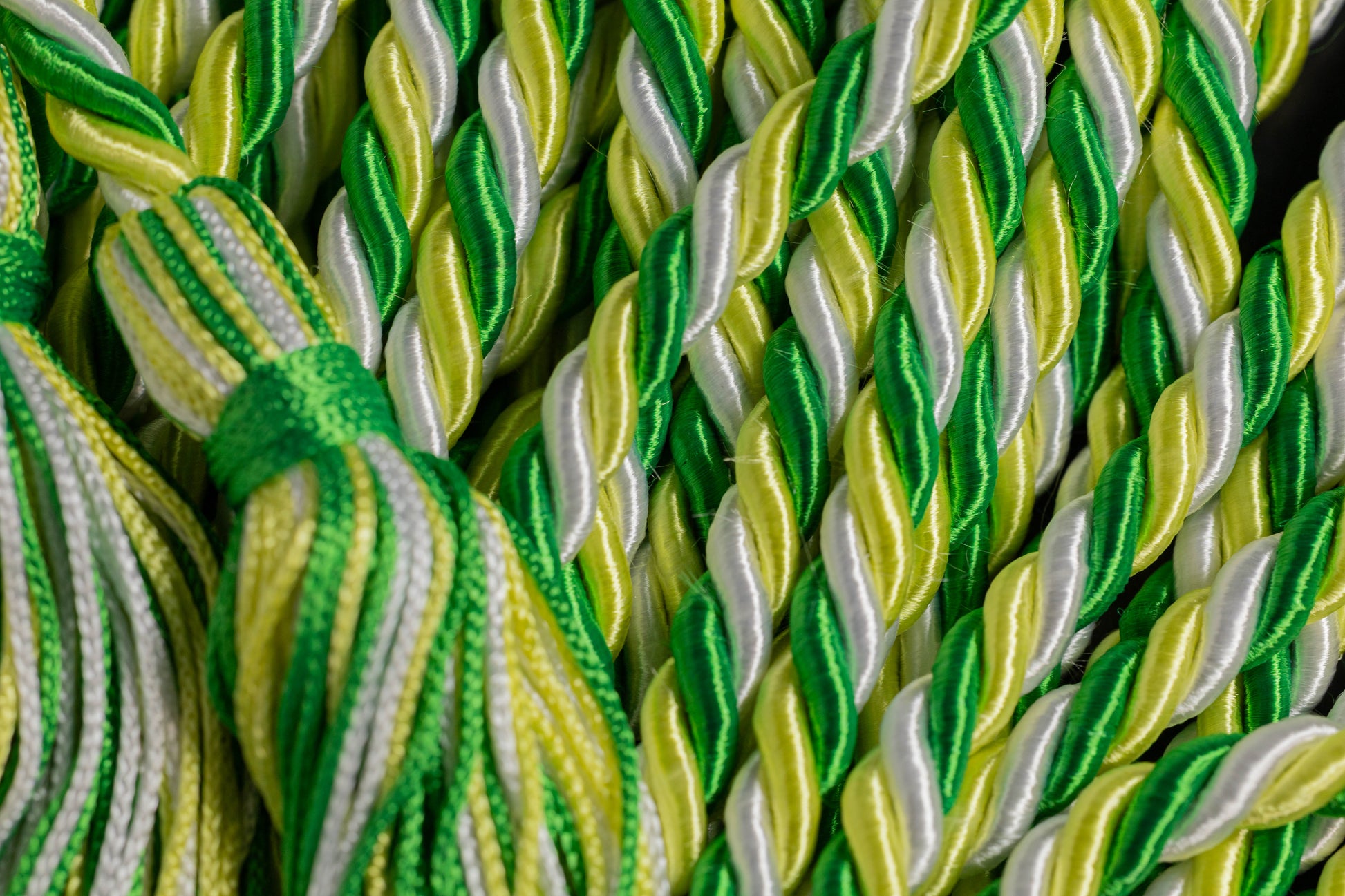 Emerald Green, Lemon Yellow, White Graduation Cord, Honor Cord.