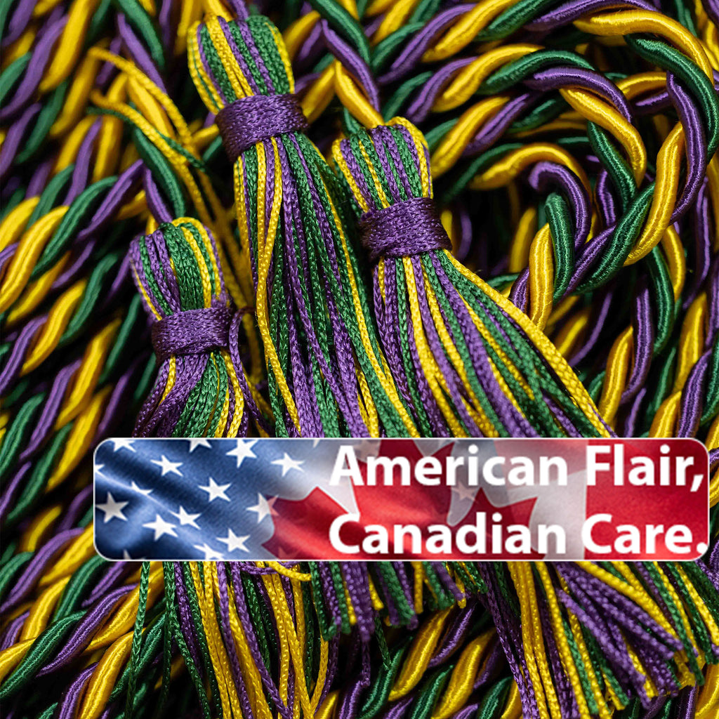 Gold, Green, Purple Graduation cord, Honor Cord