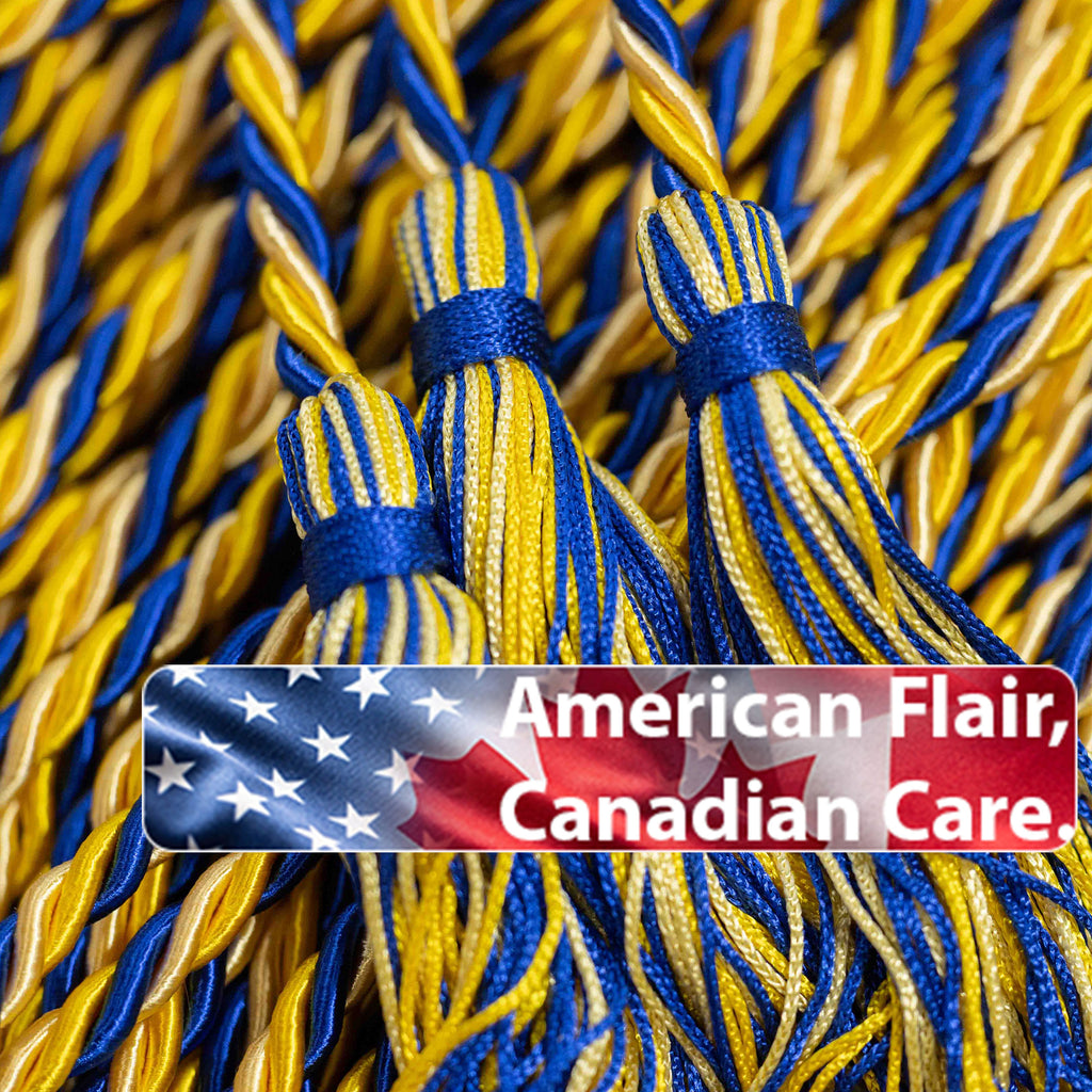 GOLD, LEMON, ROYAL BLUE GRADUATION CORD, HONOR CORD