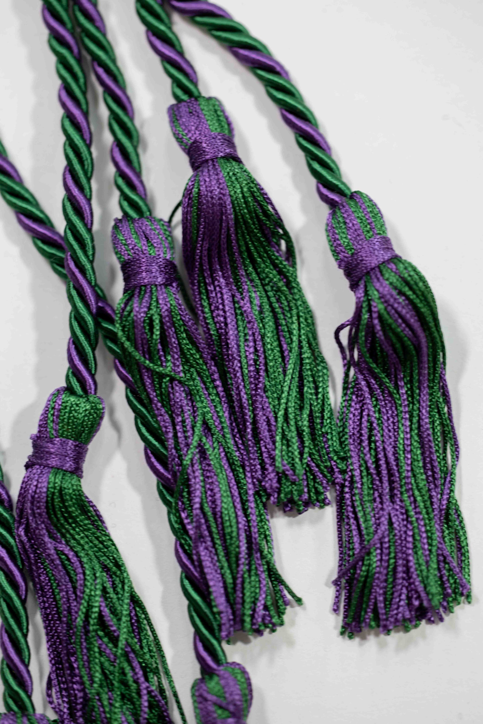 DARK GREEN, DARK GREEN, PURPLE GRADUATION CORD, HONOR CORD