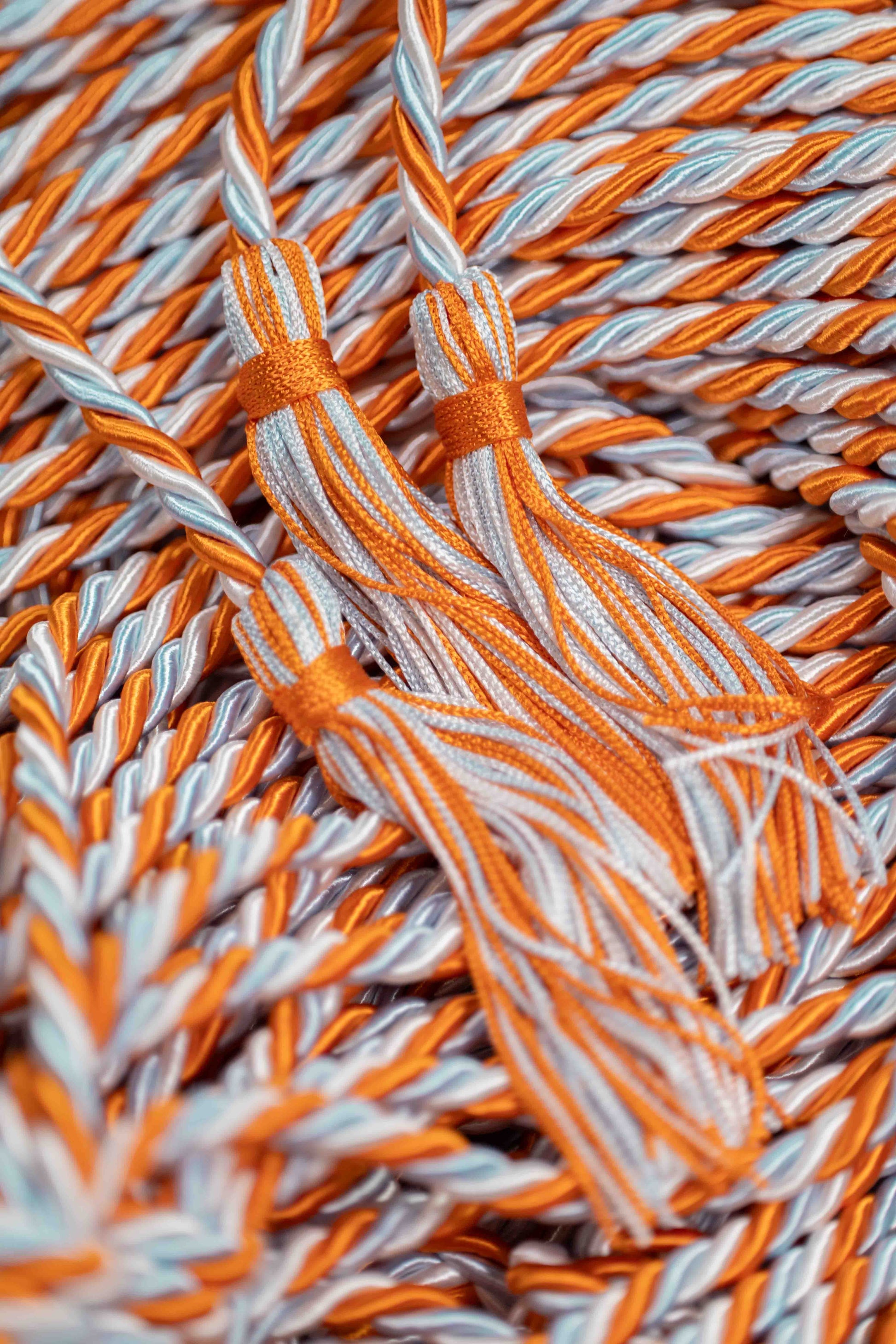 LIGHT BLUE, ORANGE, WHITE GRADUATION CORD, HONOR CORD
