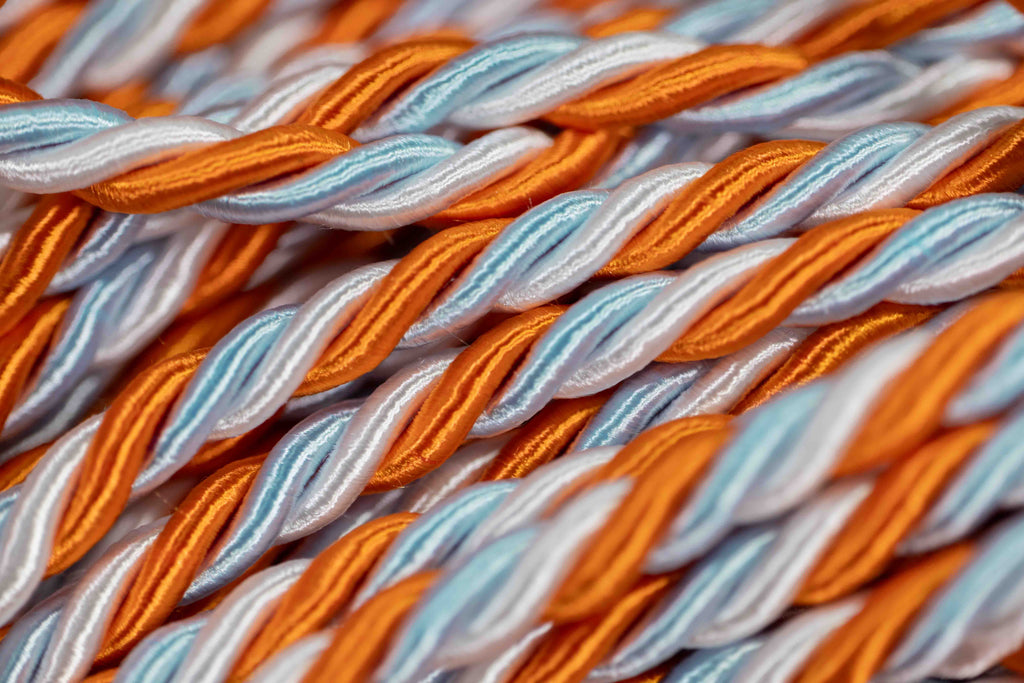 LIGHT BLUE, ORANGE, WHITE GRADUATION CORD, HONOR CORD