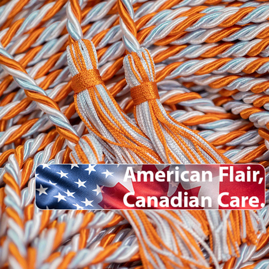 LIGHT BLUE, ORANGE, WHITE GRADUATION CORD, HONOR CORD