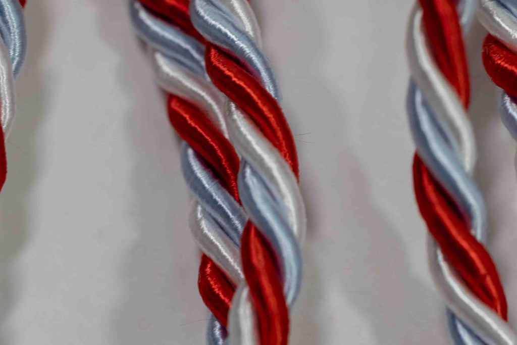LIGHT BLUE, RED, WHITE GRADUATION CORD, HONOR CORD
