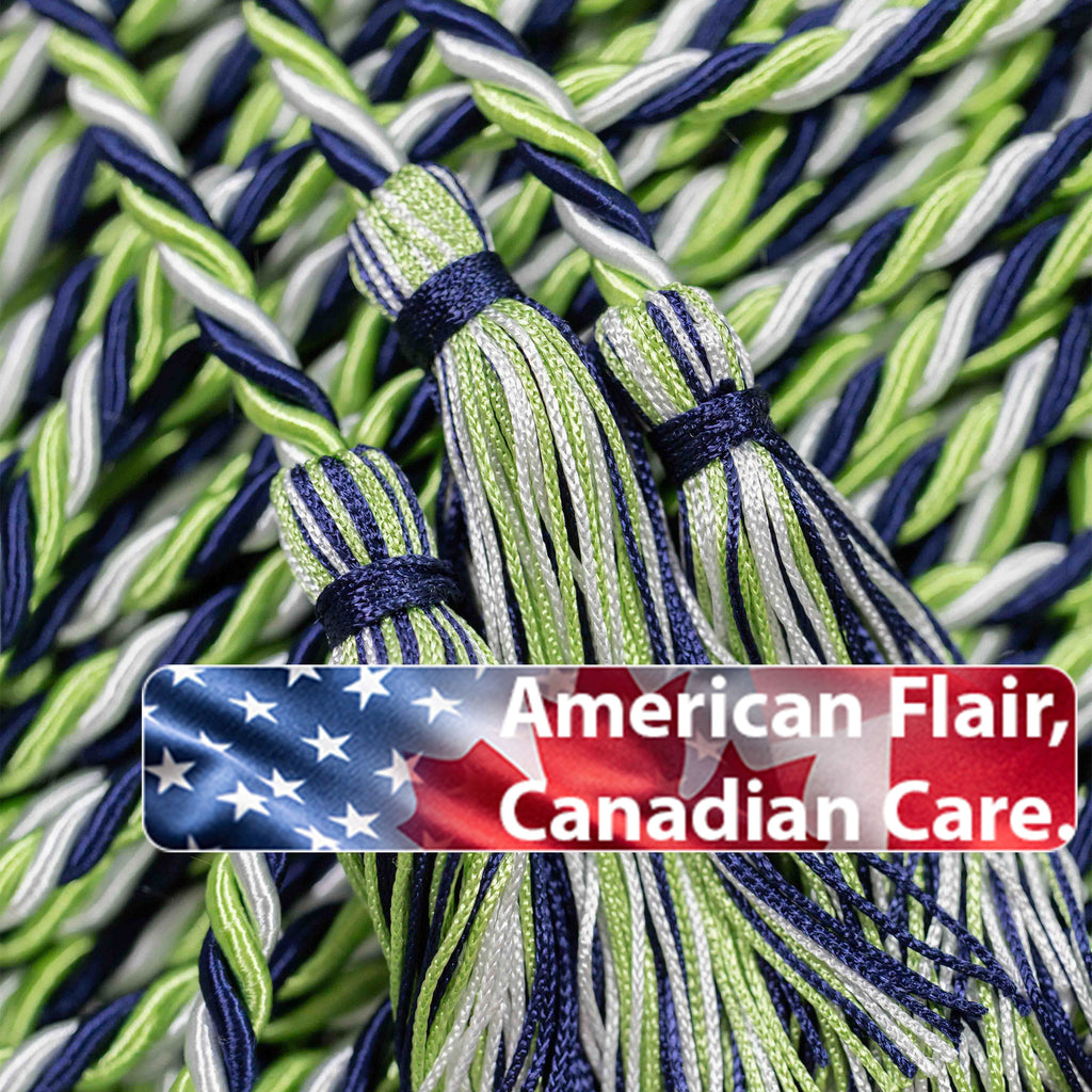 LIME GREEN, NAVY, WHITE GRADUATION CORD, HONOR CORD