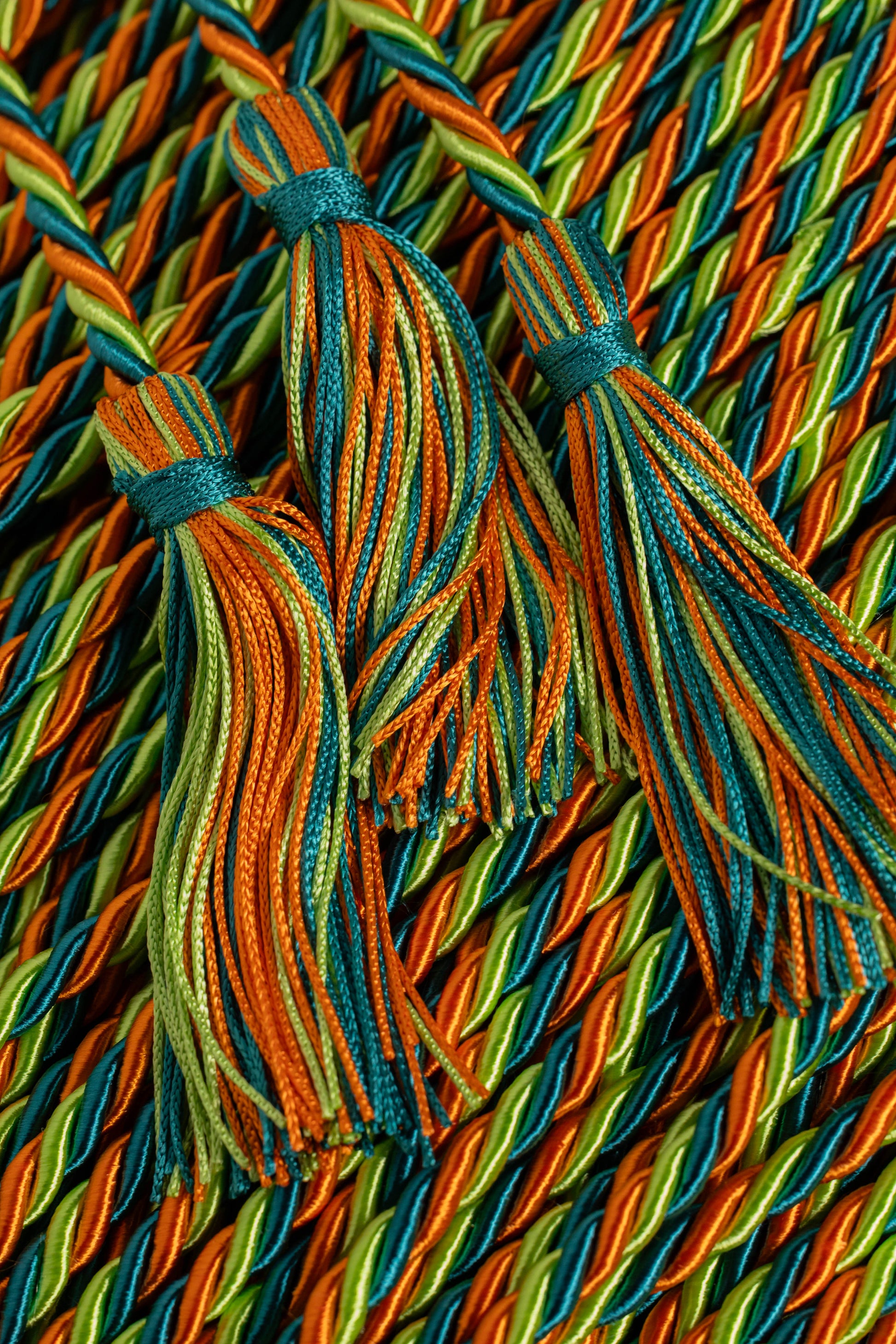 ORANGE, LIME GREEN, TEAL GRADUATION CORD, HONOR CORD