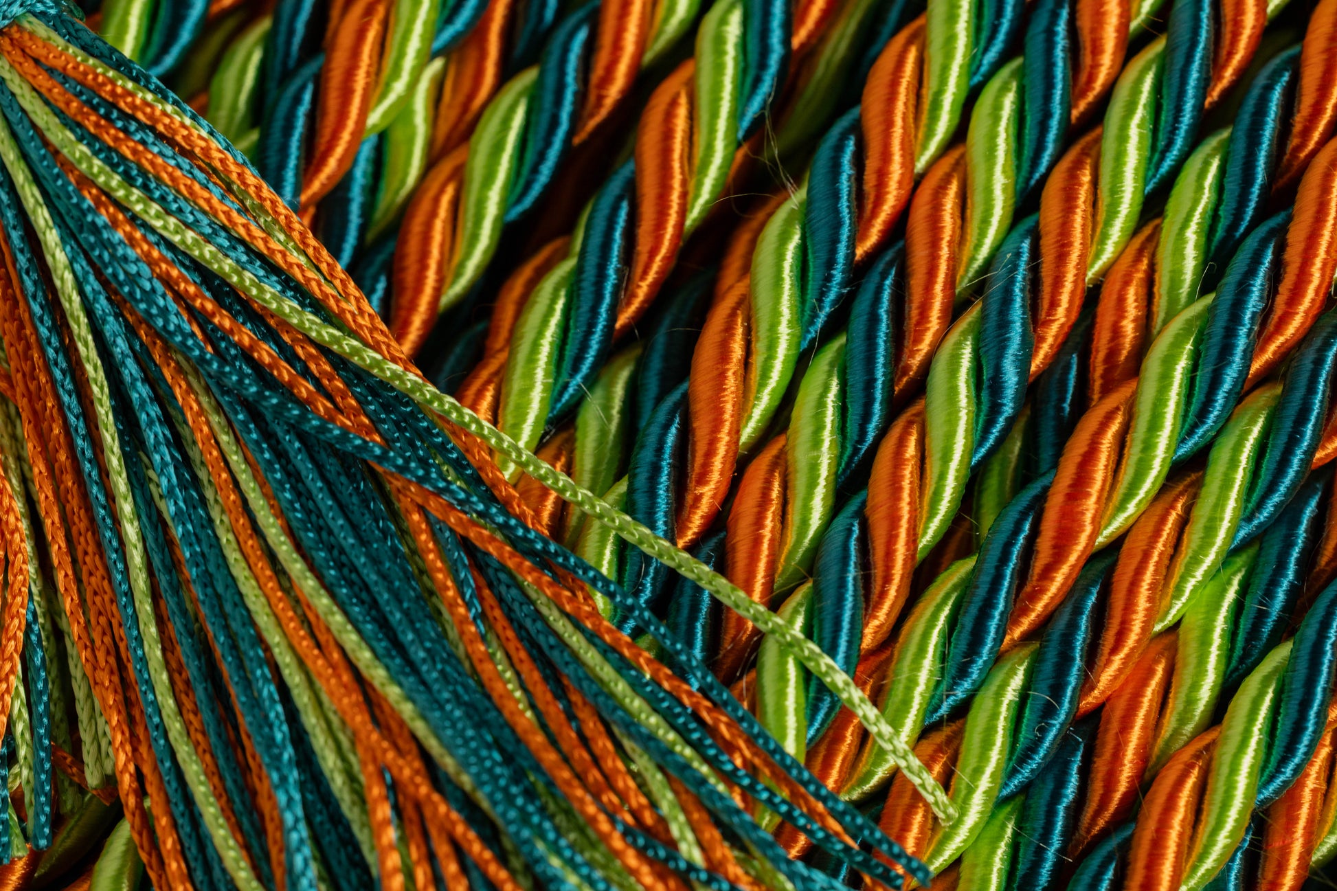 ORANGE, LIME GREEN, TEAL GRADUATION CORD, HONOR CORD