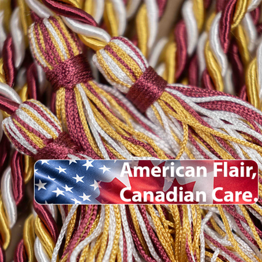 MAROON, OLD GOLD, WHITE GRADUATION CORD, HONOR CORD