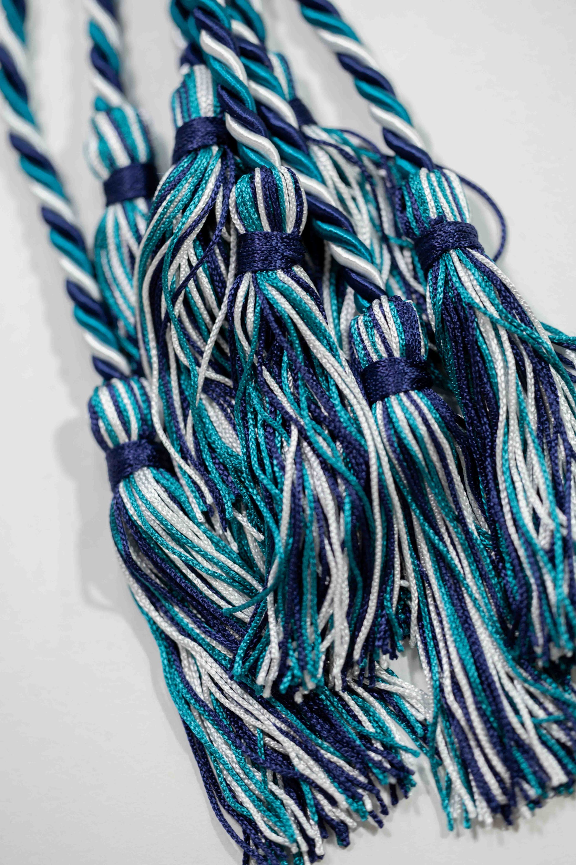 NAVY, TEAL, WHITE GRADUATION CORD, HONOR CORD