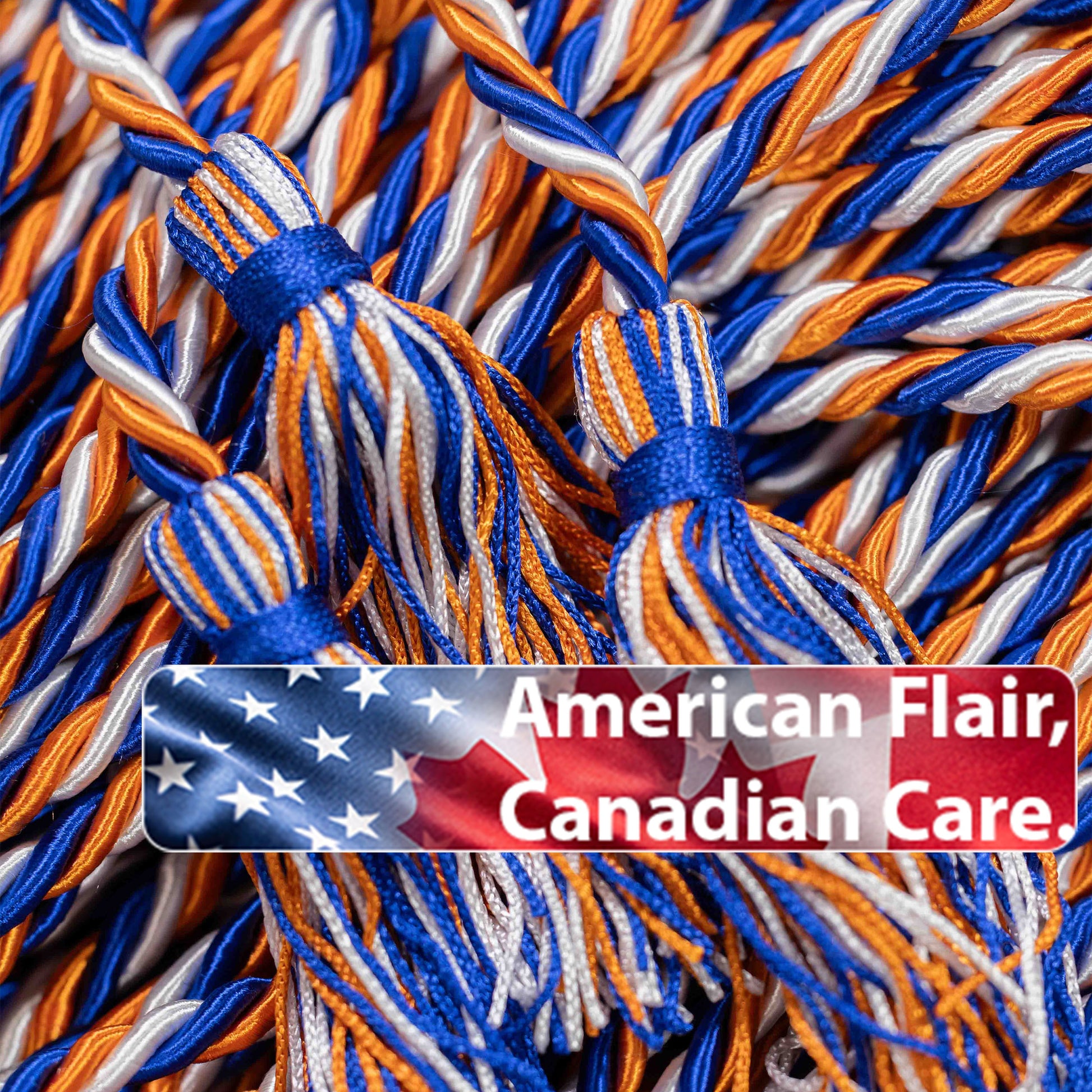 ORANGE, ROYAL BLUE, WHITE GRADUATION CORD, HONOR CORD