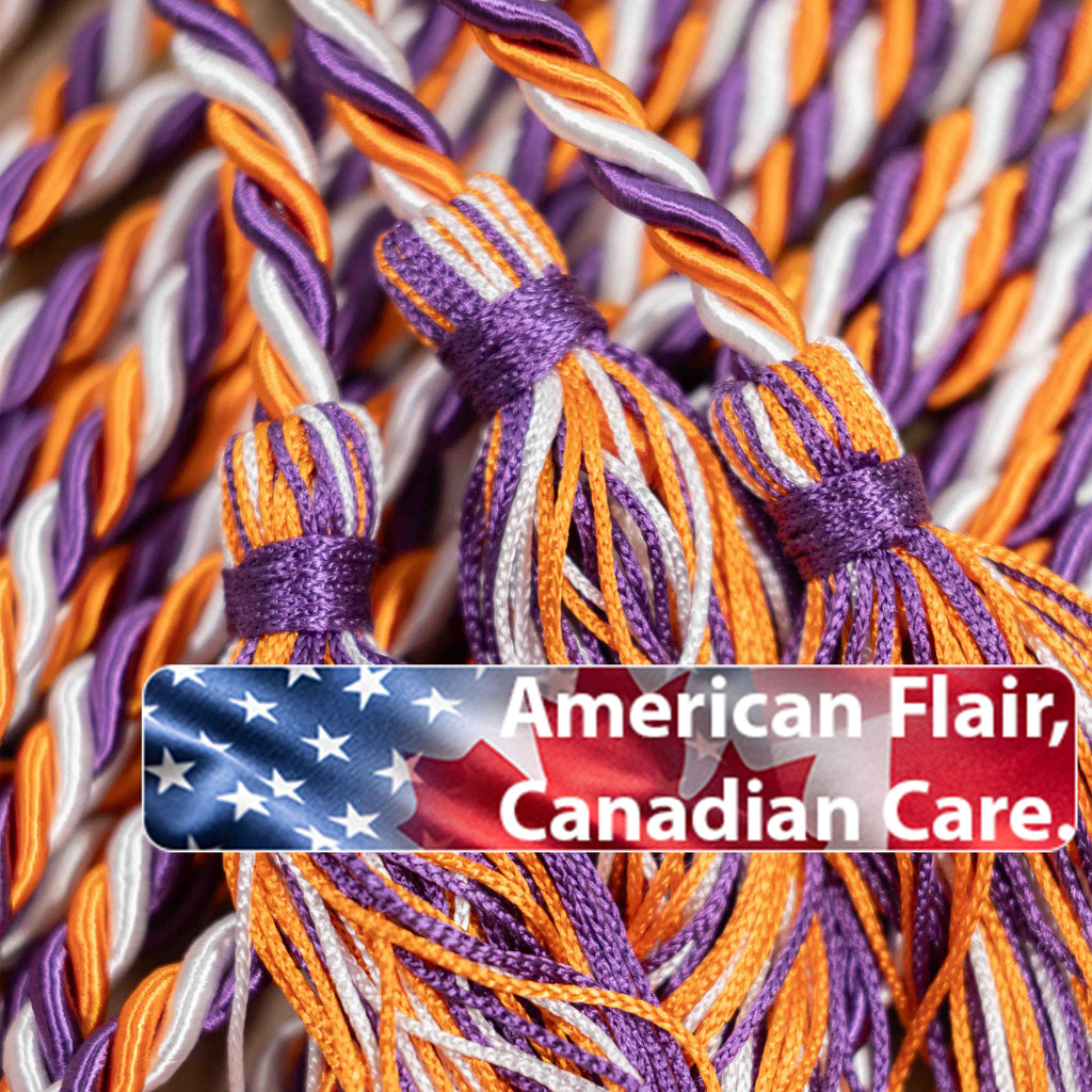 Purple, Orange, White Graduation cord, Honor Cord