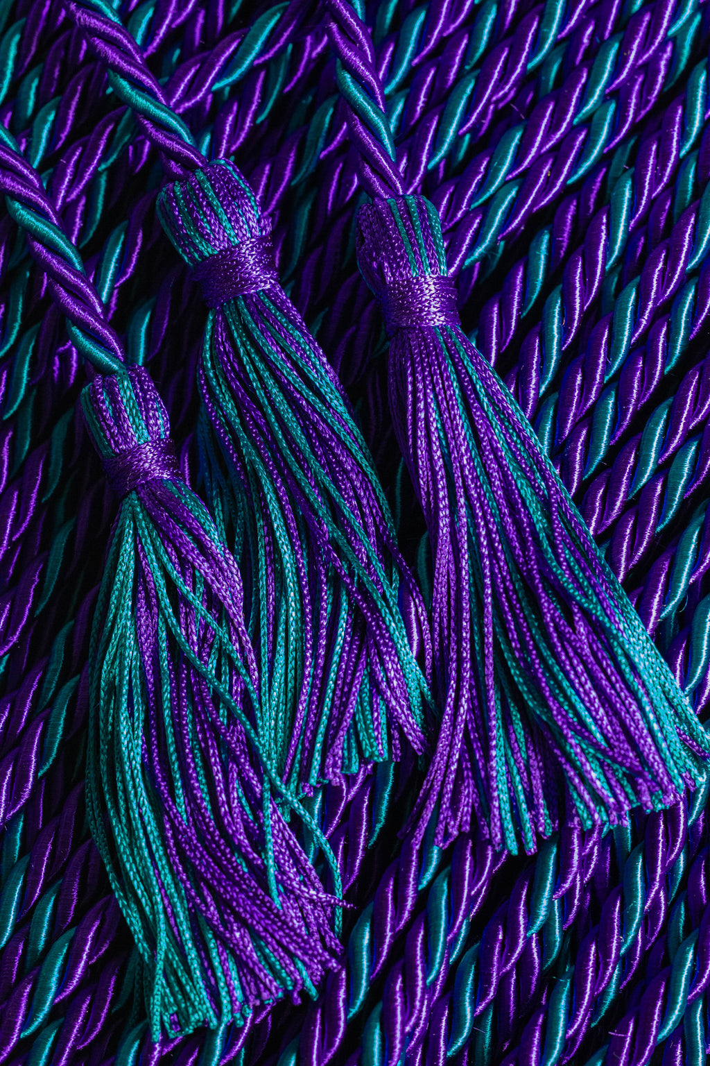 Purple, Teal, Teal Graduation Honor Cords