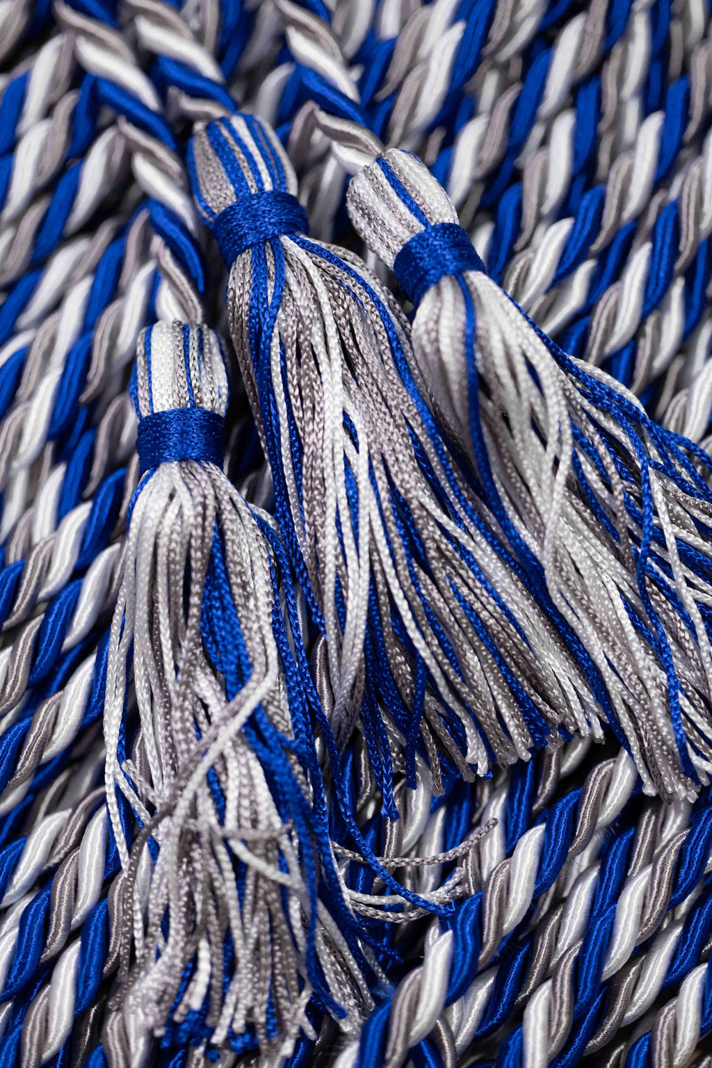 ROYAL BLUE, PLATINUM, WHITE GRADUATION CORD, HONOR CORD
