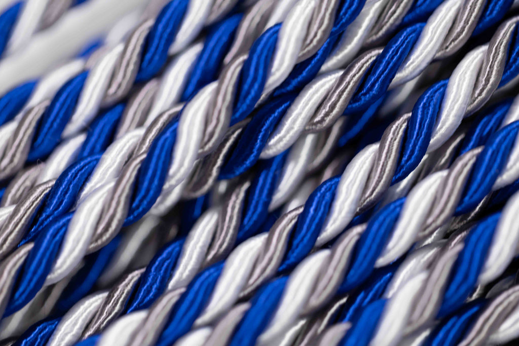 ROYAL BLUE, PLATINUM, WHITE GRADUATION CORD, HONOR CORD