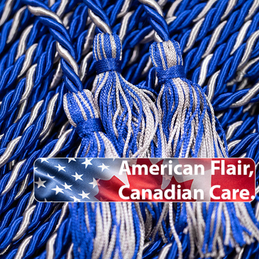 ROYAL BLUE, ROYAL BLUE, SILVER GRADUATION CORD, HONOR CORD