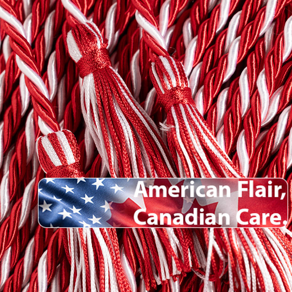 RED, RED, WHITE GRADUATION CORD, HONOR CORD