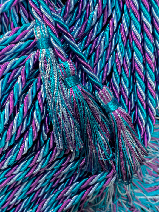 (RESERVED FOR AMY) True Blue, Peacock Blue, Blue Violet Graduation Cord Honor Cords