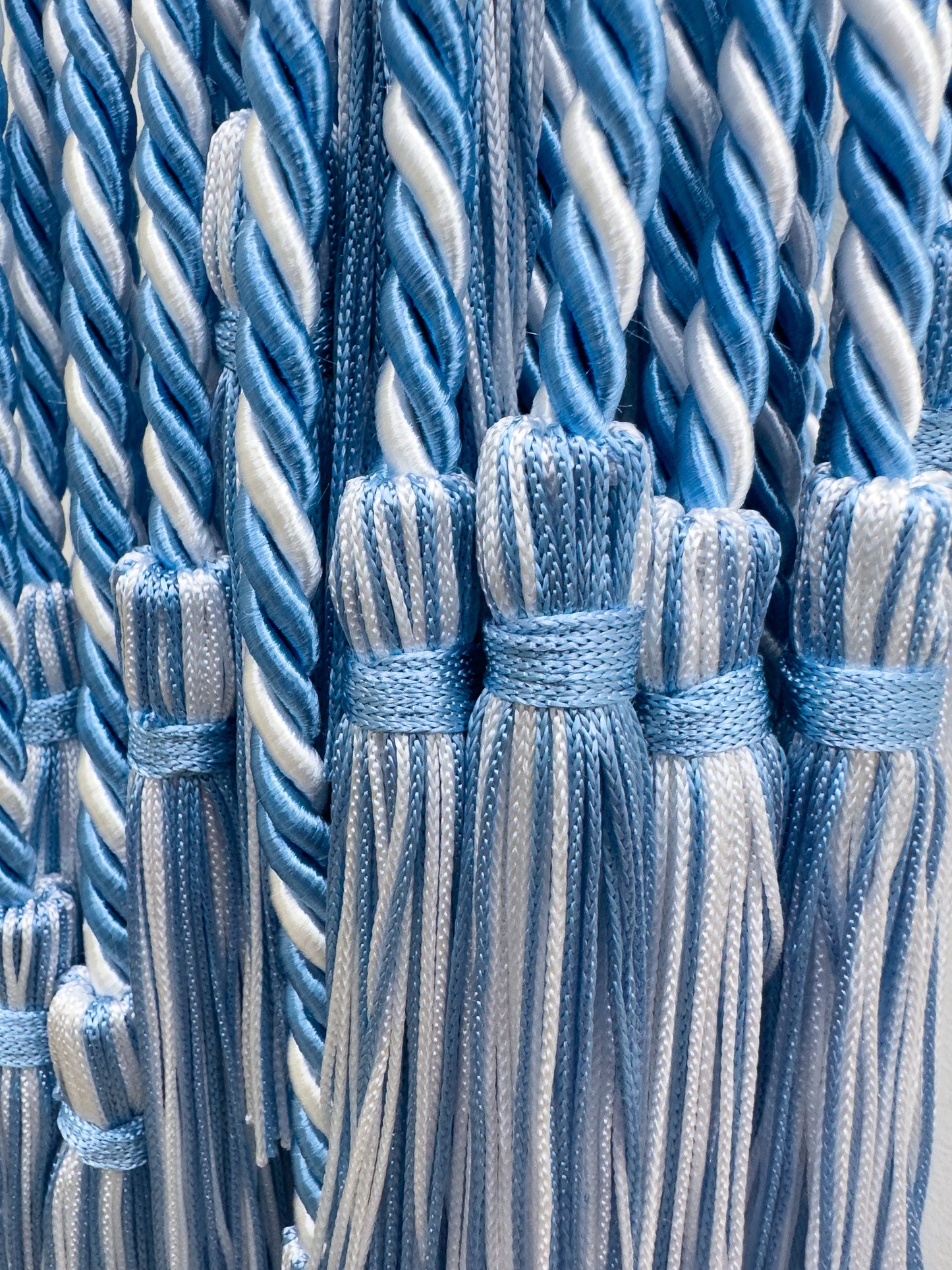 Sky Blue, Sky Blue, White Graduation cord, Honor Cord, Twisted Cord