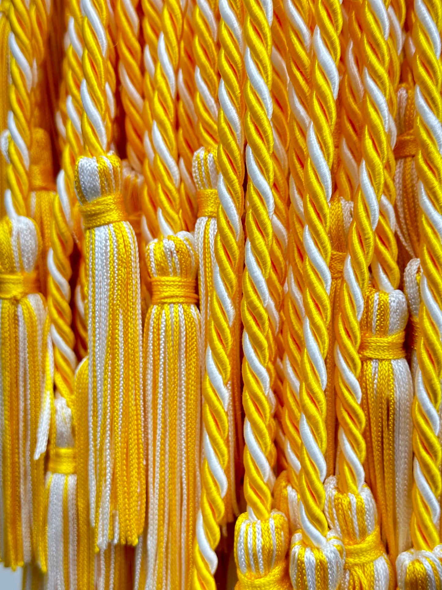 Yellow Gold, White. Graduation Cord, Honor Cord, Twisted Cord