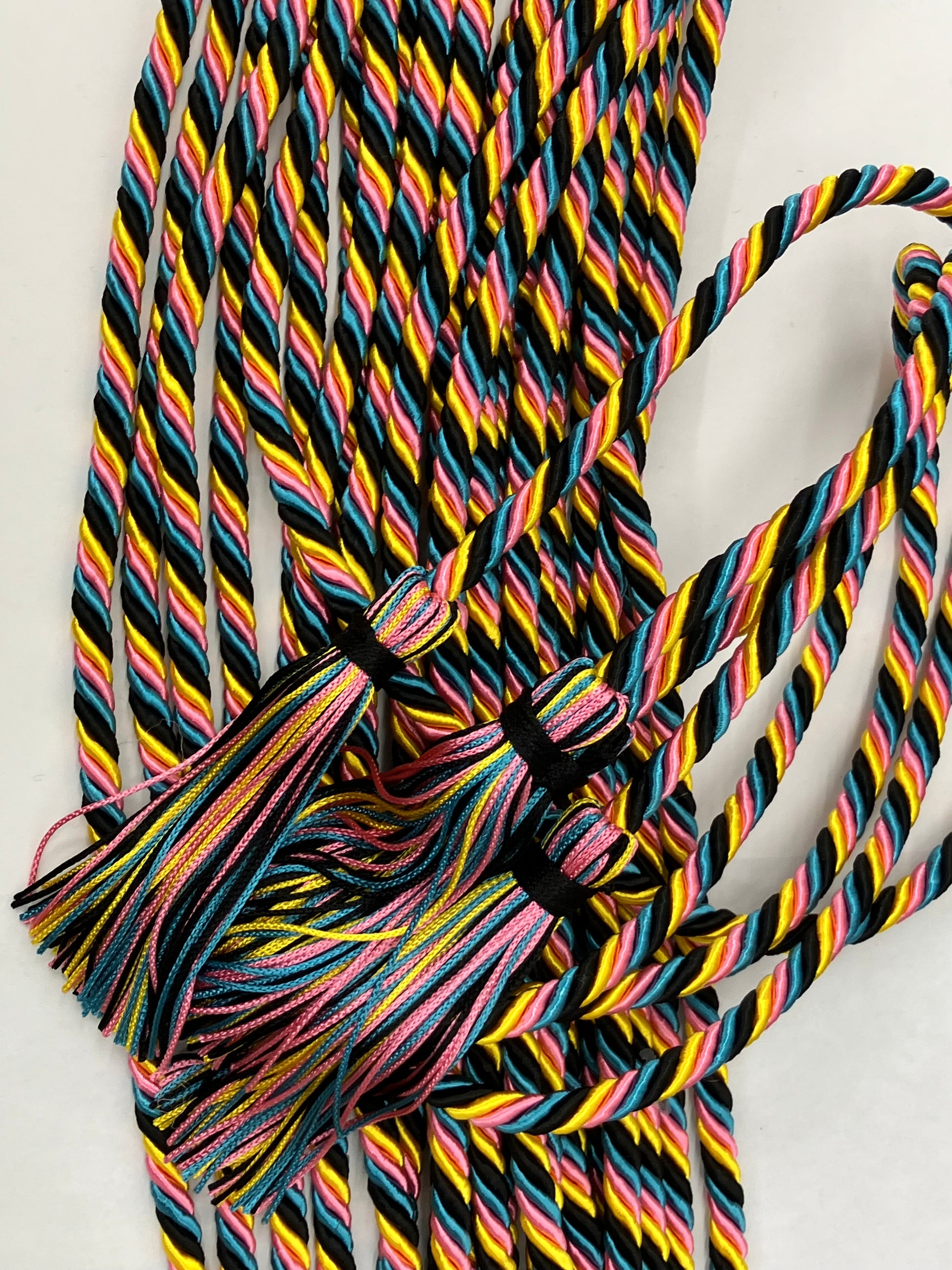 BLACK, GOLD, HOT PINK, TURQUOISE GRADUATION CORD, HONOR CORD