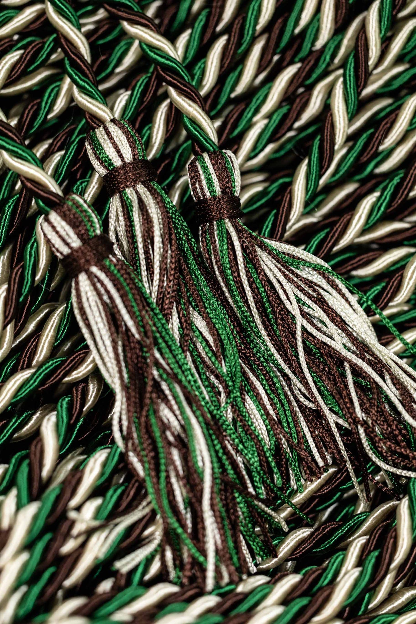 Brown, Green, Cream Off White Graduation Honorv Cord