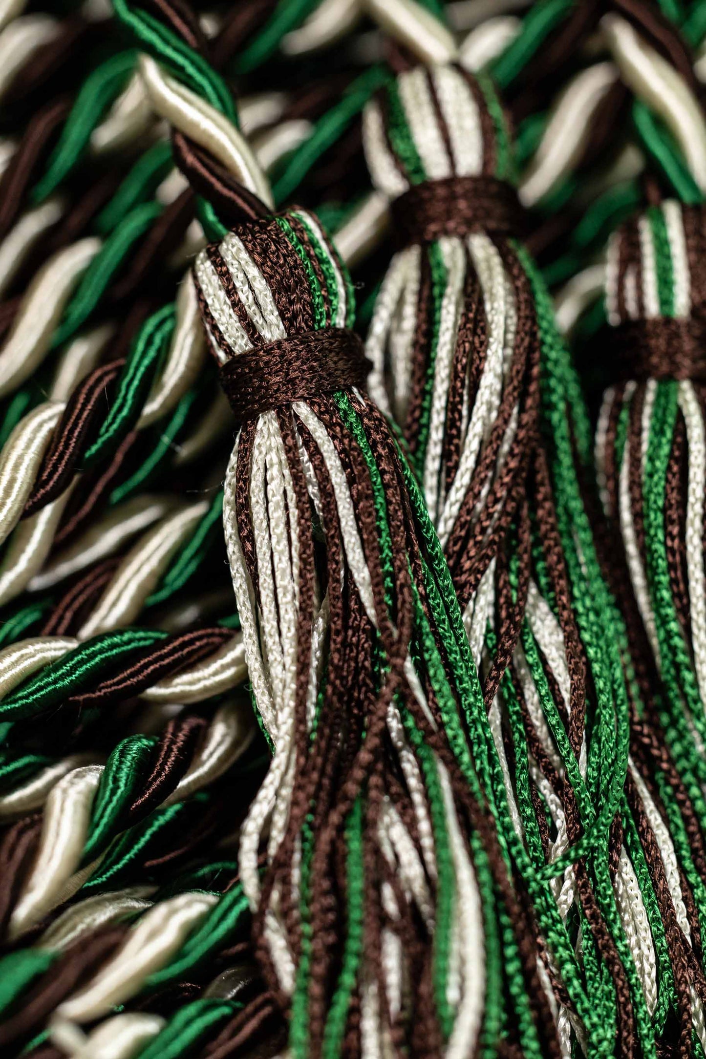 Brown, Green, Cream Off White Graduation Honorv Cord