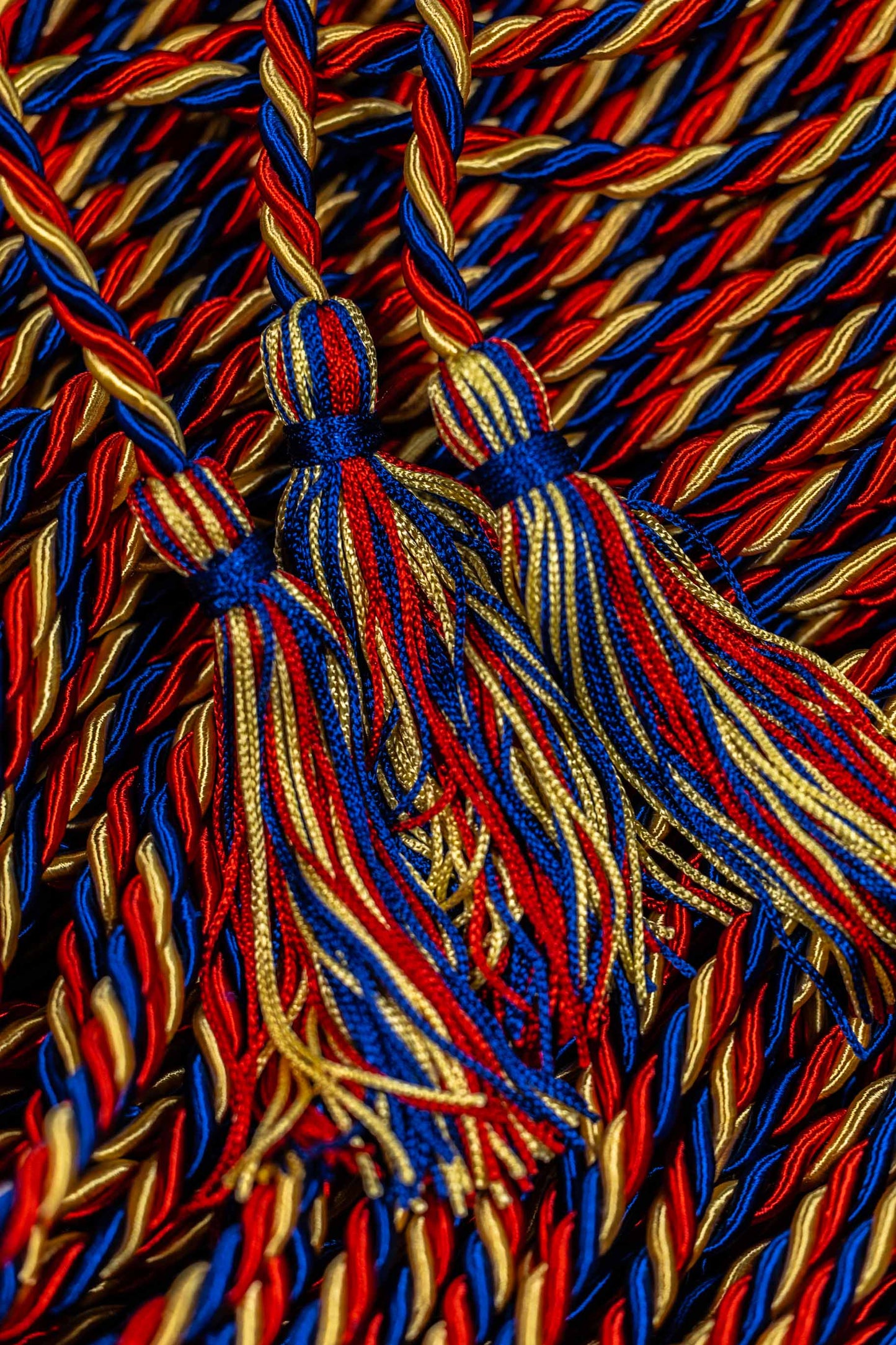 Royal Blue, Red, Light Yellow Graduation Honor Cord