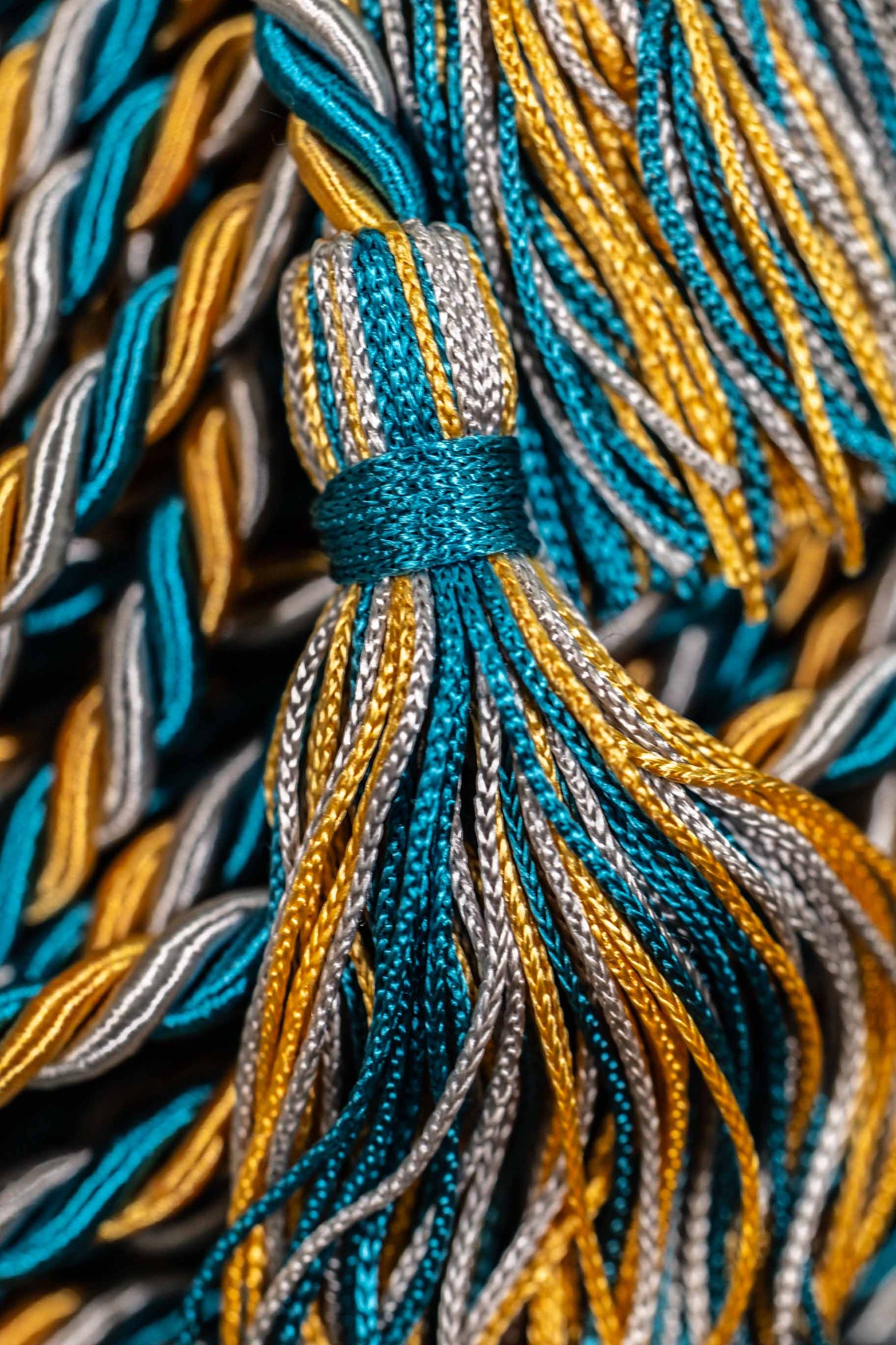 Teal Blue, Silver Gray, Apricot Orange Graduation Honor Cord