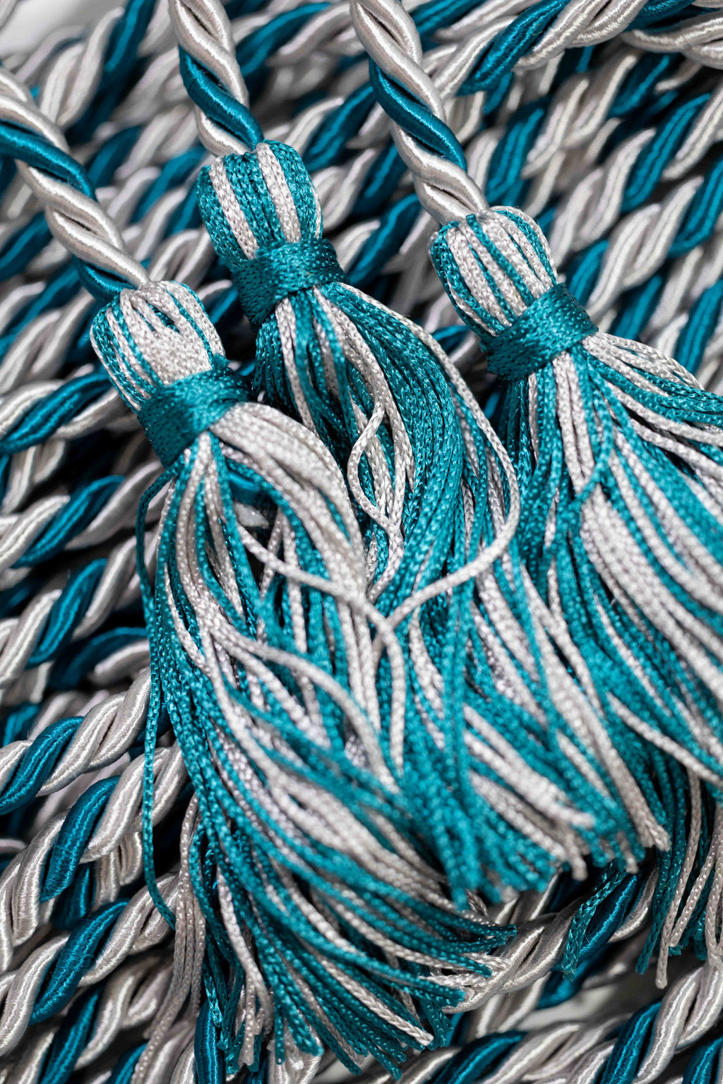 SILVER, SILVER, TEAL GRADUATION CORD, HONOR CORD