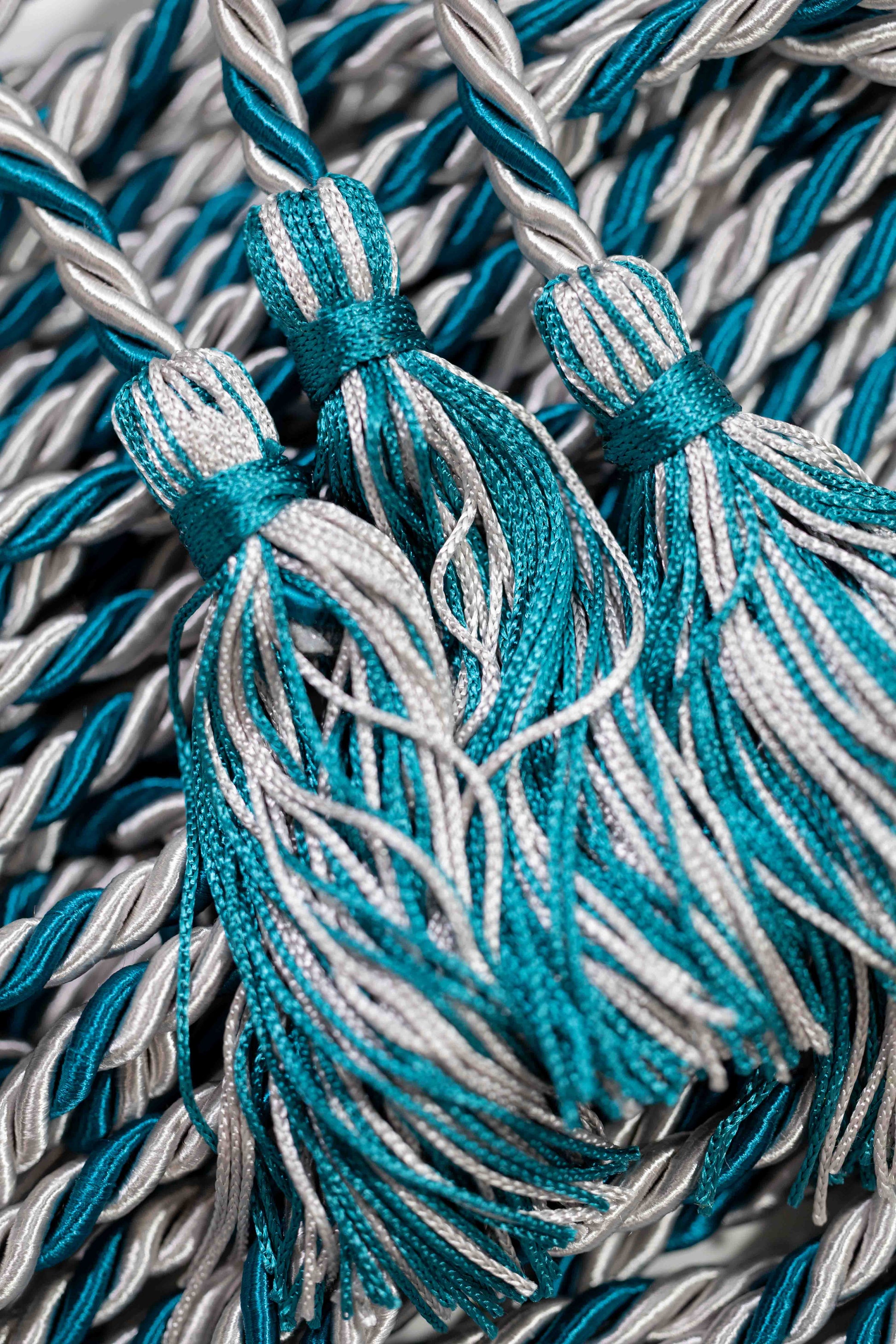 SILVER, SILVER, TEAL GRADUATION CORD, HONOR CORD