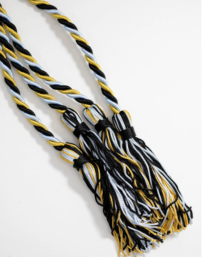 Light Blue, Gold, Black Graduation cord, Honor Cord