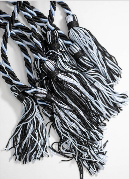 Light Blue, Black and  Black Graduation cord, Honor Cord