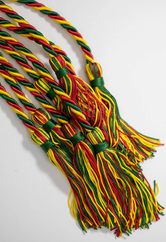 Gold, Green, Red Graduation cord, Honor Cord