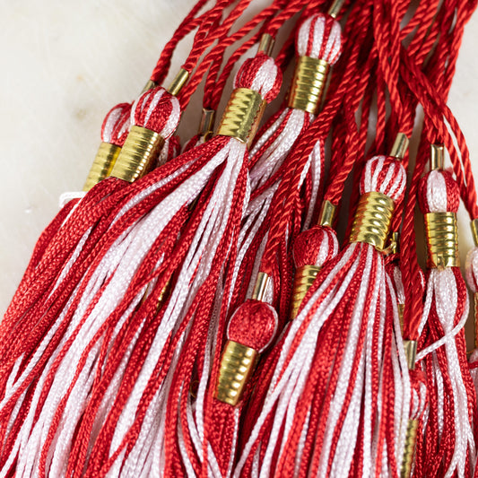 Red and White  Graduation Tassel (add your very own year)