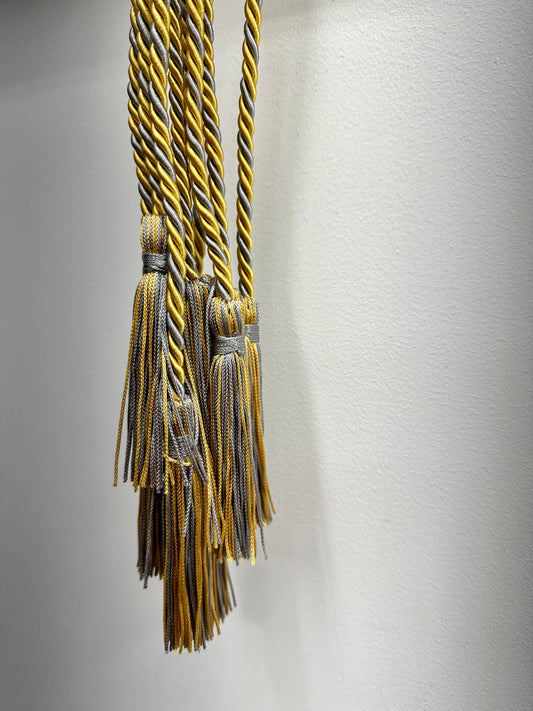 Yellow Old Gold/ Antique Gold, Platinum Silver Gray Graduation Honor Cord