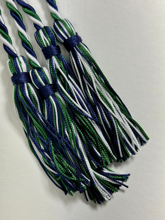 Green, Navy, White Graduation Honor Cord Twisted Cord