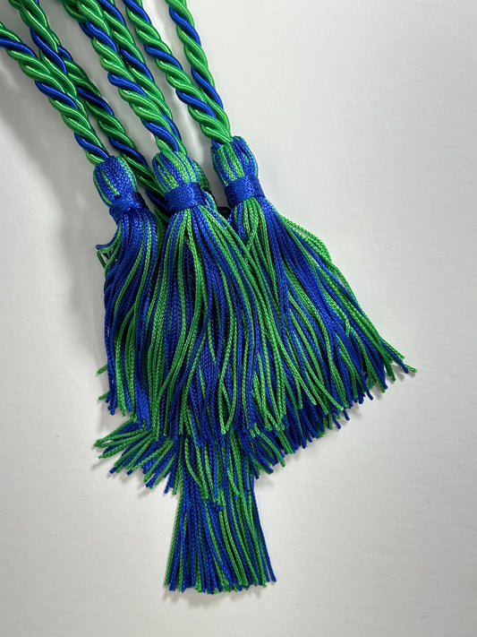 Emerald Green, Royal Blue, Graduation Honor Cord, Twisted Cord