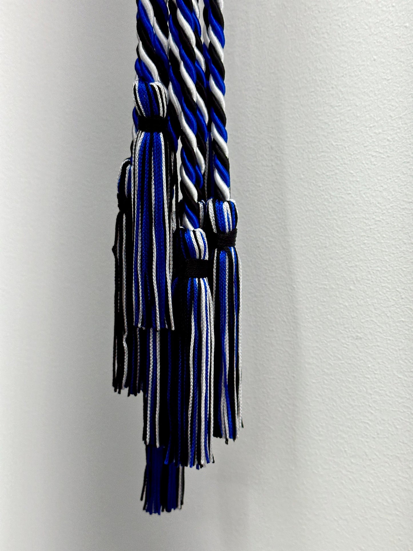 Black, Royal Blue, White Graduation Honor Cord, Twisted Cord