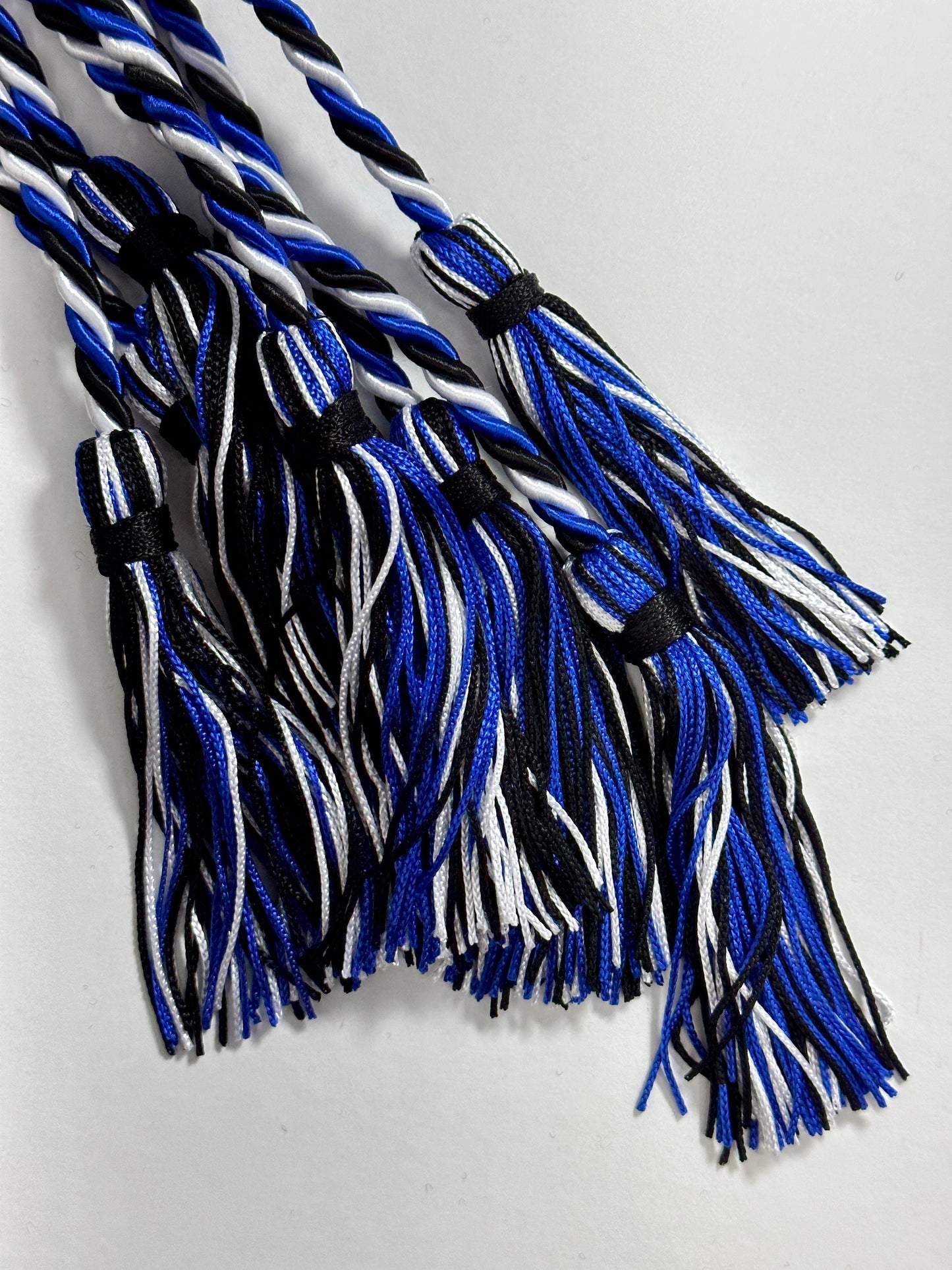 Black, Royal Blue, White Graduation Honor Cord, Twisted Cord