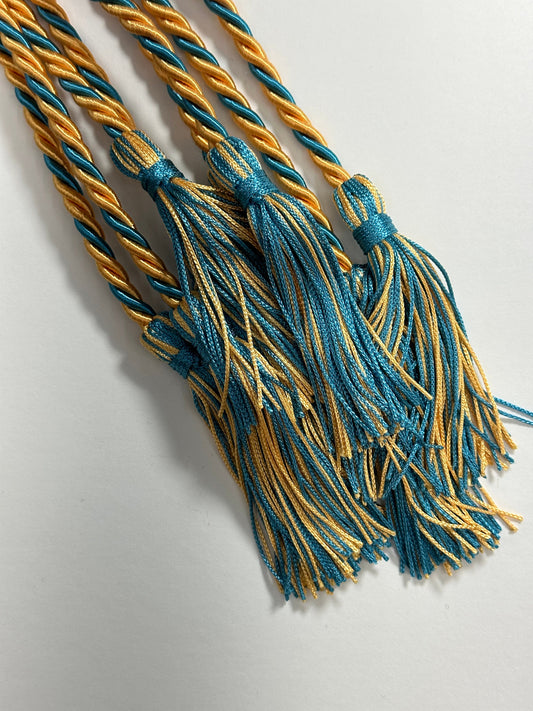 Light Orange, Teal Blue Graduation cord, Honor Cord, Twisted Cord