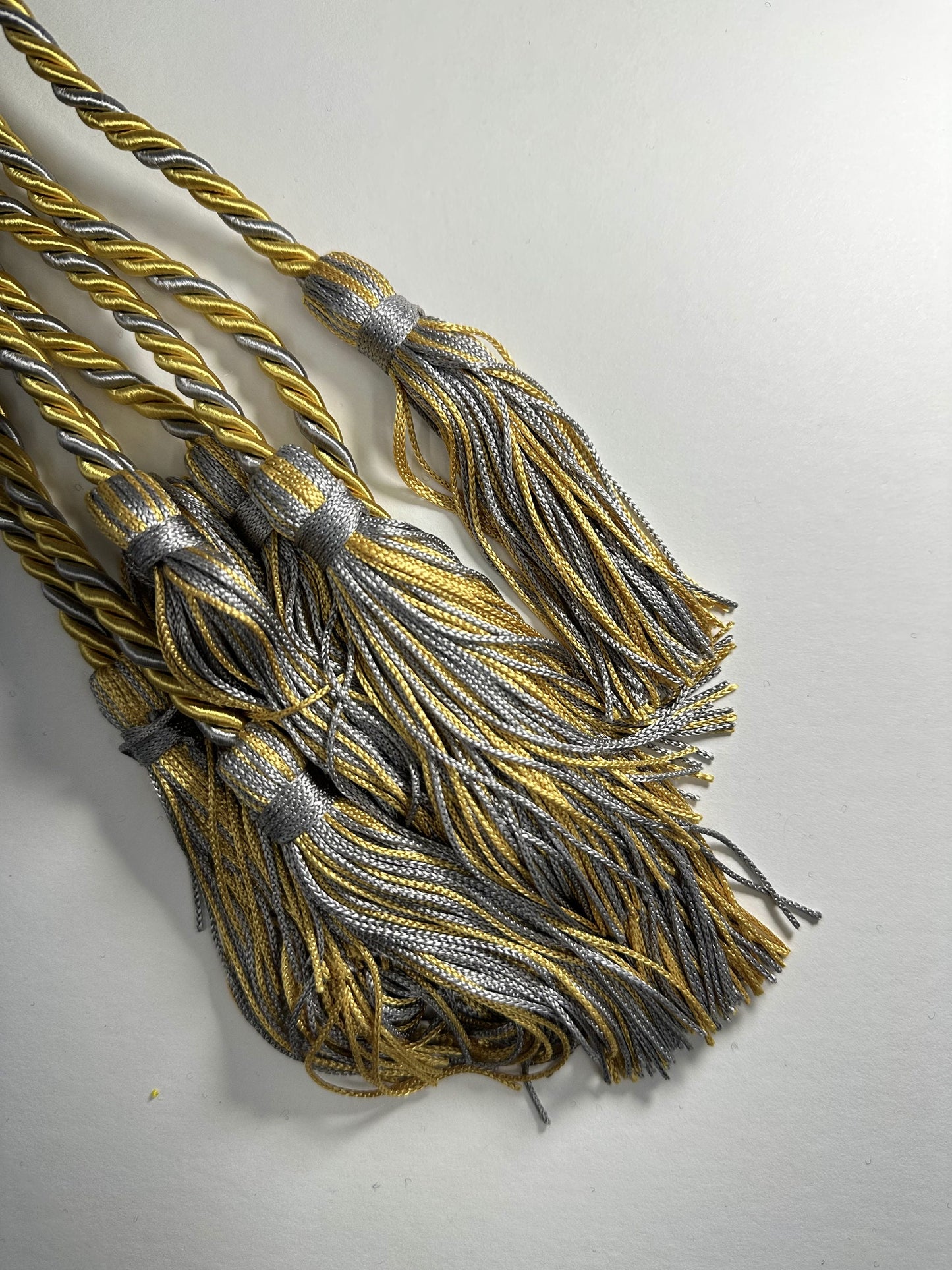 Yellow Old Gold/ Antique Gold, Platinum Silver Gray Graduation Honor Cord